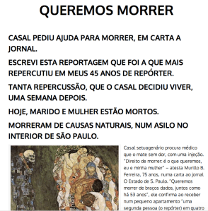 No post anterior, morte. Uma semana depois, vida.